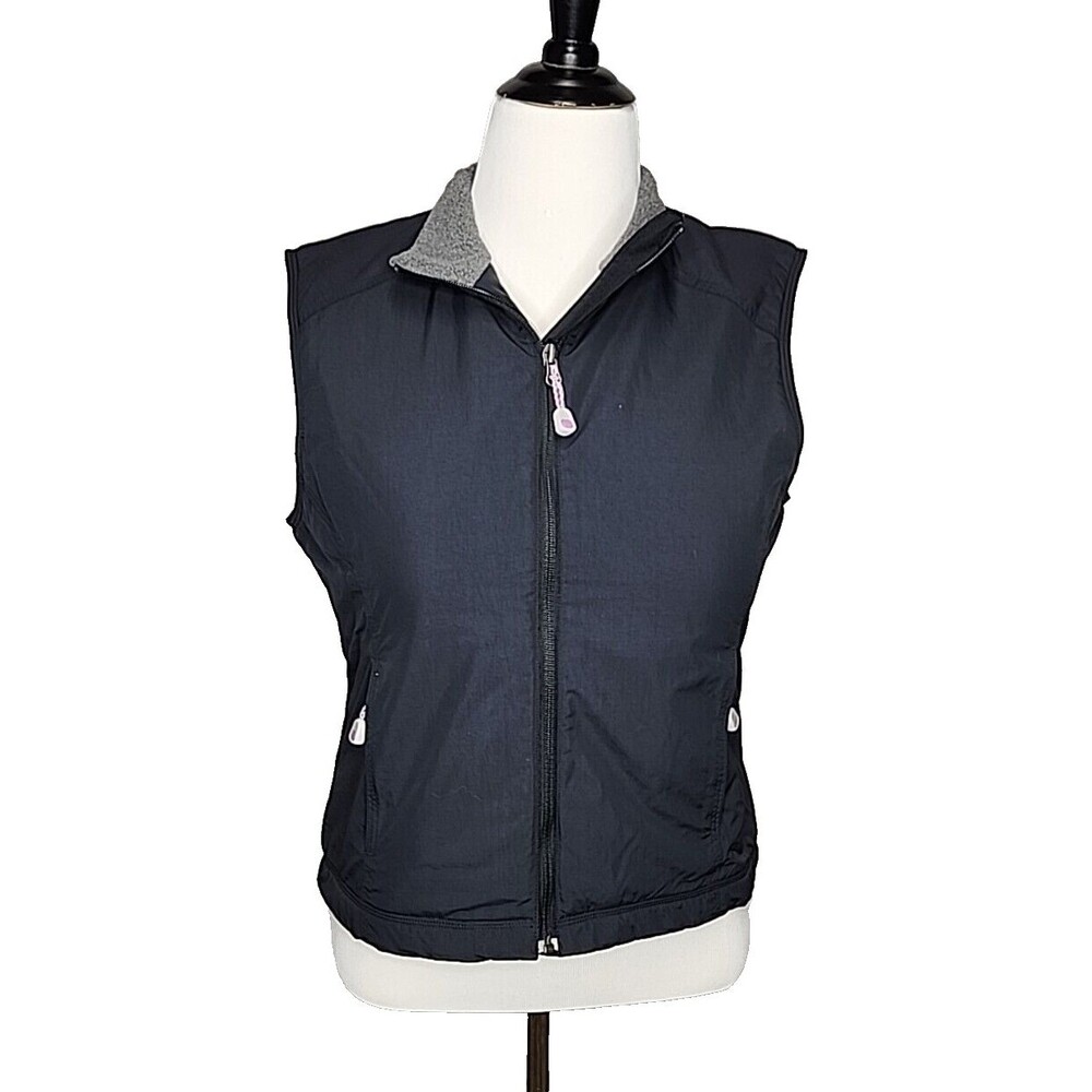 L.L. Bean Winter Vest Fleece Lined Nylon Ski Black Womens Size Medium EUC